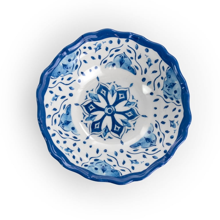 Elama Blue Garden 12-Piece Melamine Dinnerware Set, Blue photo 5