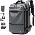 thumbnail image 1 of Ekon Vacuum Backpack, 60l Expandable Travel Smart Backpack With Vacuum Compression, With Pump, Water Resistant (Gray), 1 of 9
