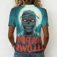 thumbnail image 5 of DORKASM Halloween Women's Shirts Short Sleeve Pumpkin Causal T Shirt V Neck Skeleton Funny Print Vacation Pullover Ghost Graphic 2026 Trendy Tshirt Blue L, 5 of 5