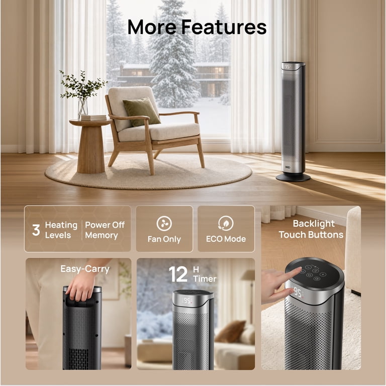 Tower Space Heater With Dual Motors photo 8