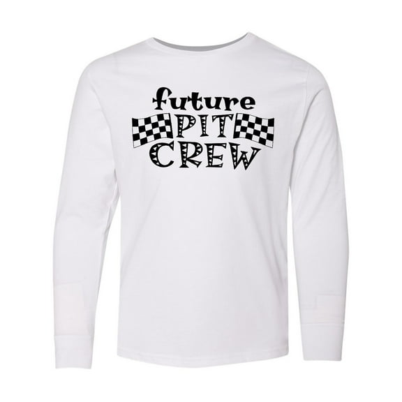 Inktastic Future Pit Crew Racing Flags Long Sleeve Youth T-Shirt