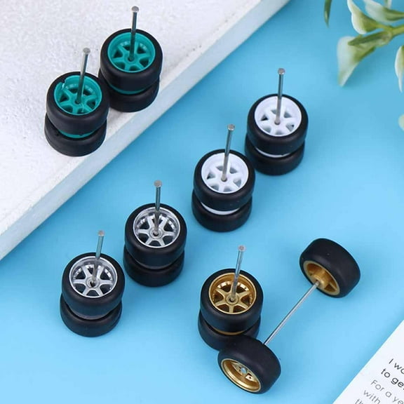 SSKFHGI Blue 1:64 Alloy Car Model Modified Wheel Hub Rubber Tire Toy Car Tire Accessories