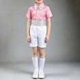 thumbnail image 6 of Xdegoge Teen Boys Sequins Dance Outfits Child Short Sleeve Dress Shirt and Elastic Waist Shorts Set with Bow Tie Cummerbund formal Performance Costume Party Wedding Sets, 6 of 6