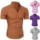 thumbnail image 3 of Am moda hombres Color sólido botones abajo camisa manga corta Slim Fit solapa Topspangjing, 3 of 4