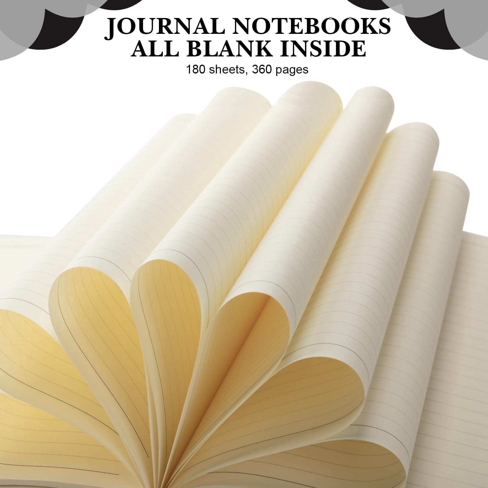 5 Pack A4 Notebooks Large Journal 360 Pages Leather Softcover Hardcover Thick Paper Lined Note Writing Notepad For Travel Office School Business  8.5'' X 11''(black)
