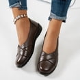 thumbnail image 2 of Rokment Wedges Ballet Flat Dressy Shoes for Women Ladies 2026 Spring Fall Stylish Casual Leather Low Heels Slip on Walking Loafers Comfortable Nursing Dress Footwear Coffee Size 8.5, 2 of 5