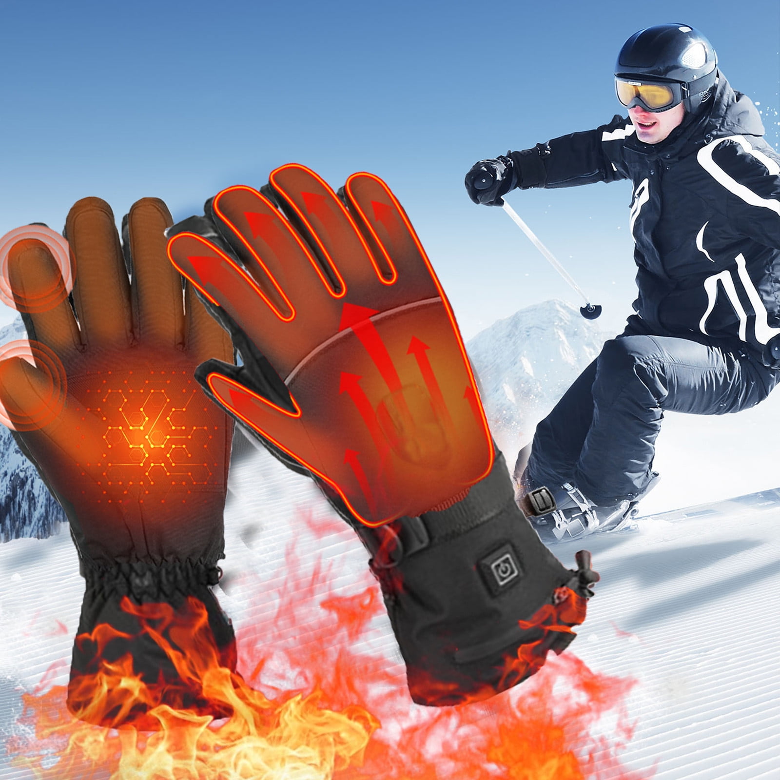 Heated Gloves, Heated Gloves for Men, Waterproof Outdoor Winter Warm Heated Gloves, 3x5 Batteries Powered Electrics Gloves, for Outdoor Cycling Skiing Motorcycle Camping Hiking(XXL,13.8x9.9x1.2in)