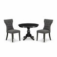thumbnail image 2 of East West Furniture HBGA3-ABK-50 3 Piece Dining Table Set - Black Wood Table and 2 Dark Gotham Grey Linen Fabric Dining Chairs Button Tufted Back with Nail Heads - Wire Brushed Black Finish, 2 of 10