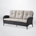 thumbnail image 2 of POCASSY 72" Wide Patio Couch Furniture Black Wicker Outdoor Sofa Weather Resistant Rattan with Deep Seat for Patio Backyard Porch, Beige, 2 of 7