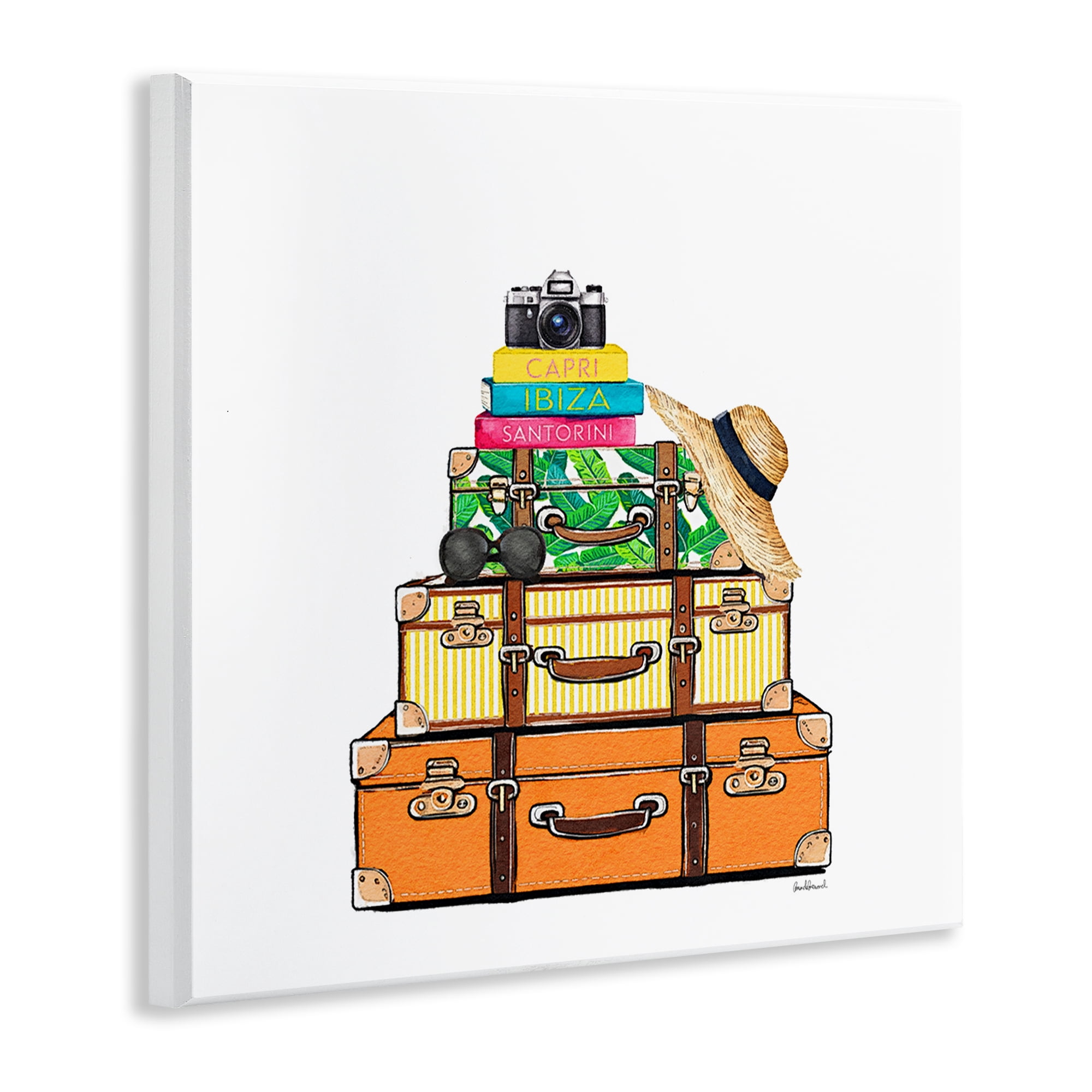 Stupell Industries Travel Suitcases & Camera Wall Plaque Art, design by Amanda Greenwood