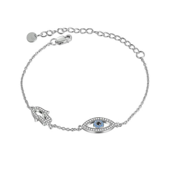 Onefinity Blue Evil Eye Bracelet 925 Sterling Sliver Cubic Zirconia Jewelry Gifts for Women