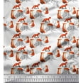 thumbnail image 1 of Soimoi White Georgette Viscose Fabric Tree Stump & Fox Animal Print Fabric by Yard 42 Inch Wide, 1 of 3