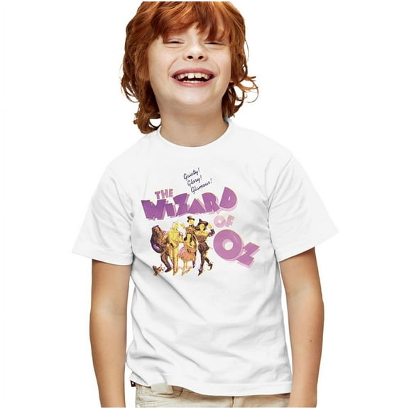 The Wizard of Oz Retro Logo Kids T Shirt for Youth Boys and Girls, White, Large