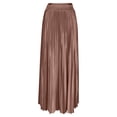 thumbnail image 5 of Pleated Satin Skirts for Women Elegant a Line Flowy Maxi Skirt High Waist Casual Long Skirts for Wedding Guest Khaki L, 5 of 7