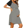 thumbnail image 3 of DYMADE Maternity Short Sleeve Stripe Nursing Nightgown for Breastfeeding Sleepwear, 3 of 7