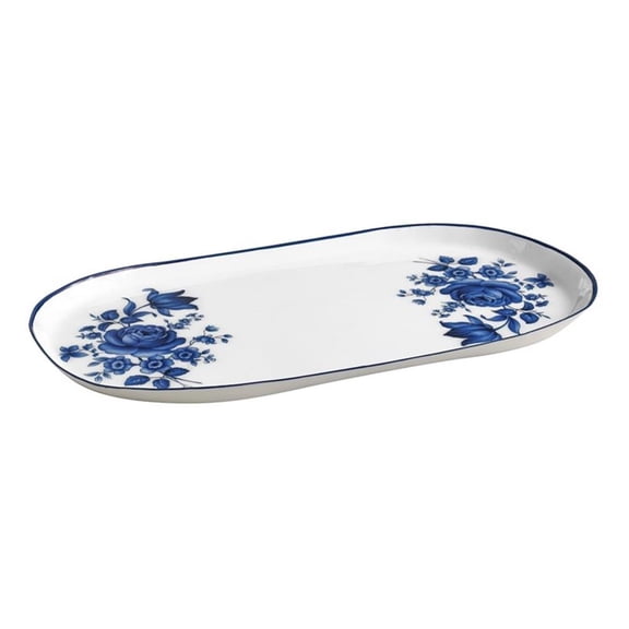 Pemberly Row Contemporary Cottage China Blue & White Serving Tray
