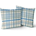 thumbnail image 2 of Blue Teal Pillow Covers 18x18 Set of 2 Light Blue Grey Buffalo Plaid Holiday Decorative Throw Pillows Spring Summer Decorations Pillowcase Cotton Square Cushion Cover Decor for Home Couch Bed Soft, 2 of 6