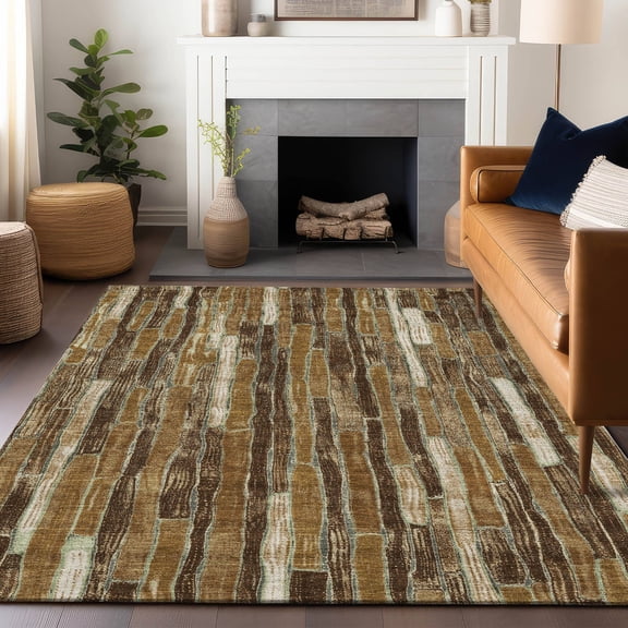 Addison Rugs Machine Washable Indoor/ Outdoor Contemporary Stripes Chantille Rug 10' x 14' - Mocha