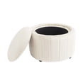 thumbnail image 7 of UIXE 30" Round Storage Ottoman with Flip Top Tray Upholstered Ottoman Coffee Table for Living Room Modern Velvet Circle Footstool, Beige, 7 of 7