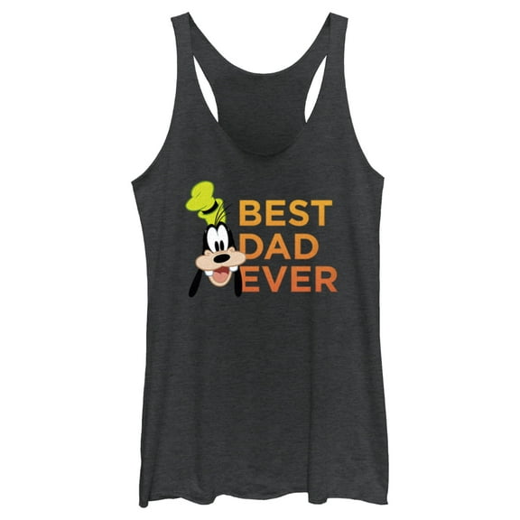 Women's Mickey & Friends Father's Day Best Goofy Dad Ever Racerback Tank Top Black Heather Medium