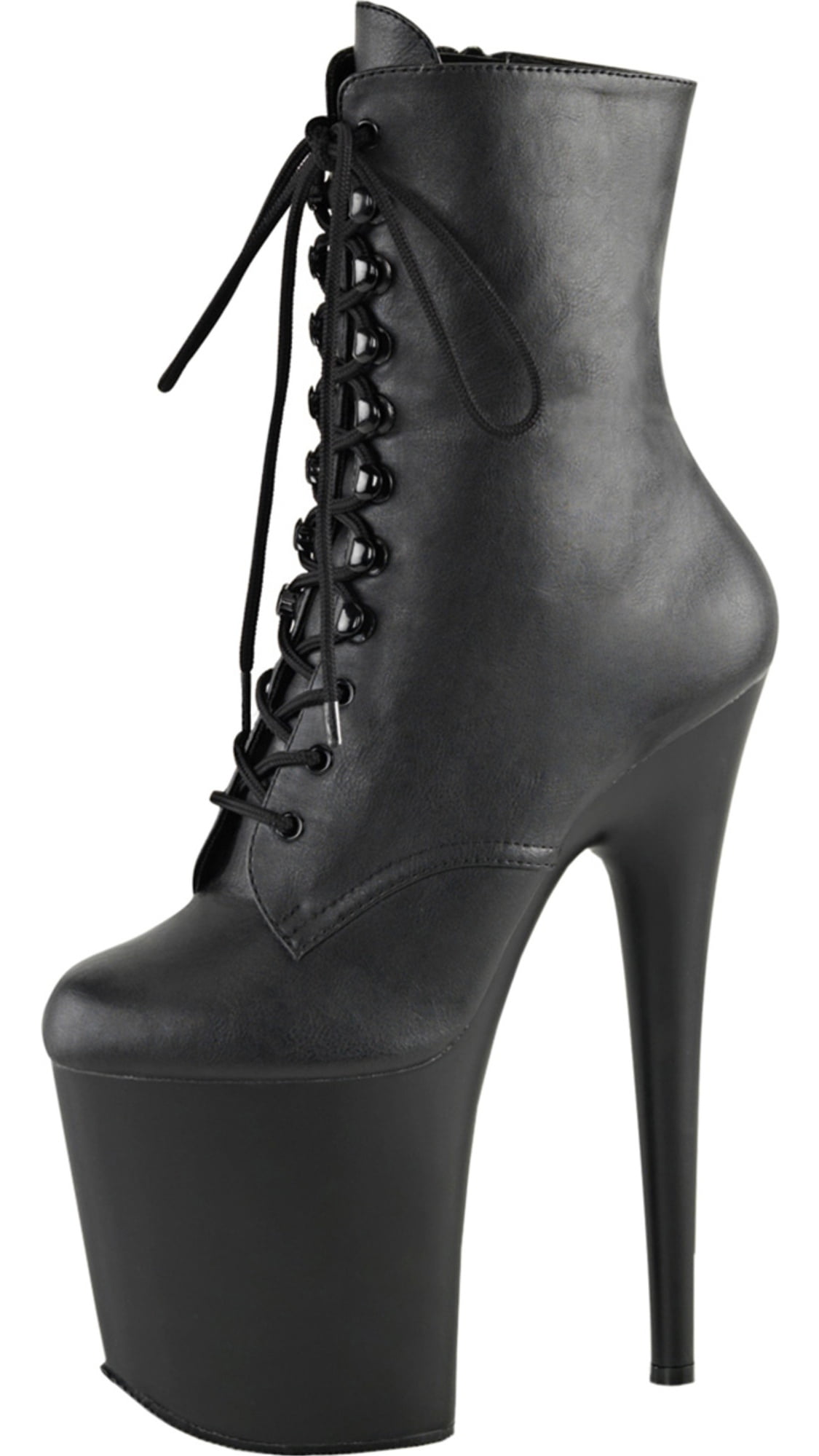 Pleaser - Womens Side Zip Boots Black Platform Booties Ankle High Lace ...
