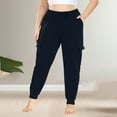thumbnail image 2 of RYRJJ Plus Size Cargo Sweatpants for Women Loose Elastic Waist Drawstring Joggers Trousers Workout Lounge Pants With Pockets(Navy,XXL), 2 of 9