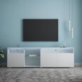 thumbnail image 2 of 200x35x55CM High Gloss LED TV Cabinet with 3 Doors Modern TV Stand (White/Black)[US-Stock] My Lux Decor Round, 2 of 6