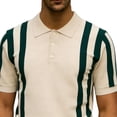 thumbnail image 4 of COSFO Striped Men's Polo Shirts Casual Short Sleeve Knit Shirt Slim Fit Golf Collared Pullover Button Tops, 4 of 5