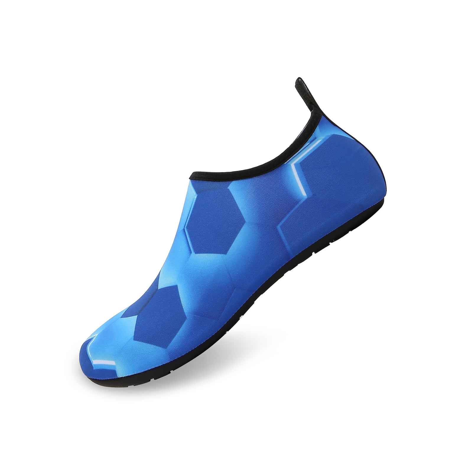 Men and Women a Slip On Barefoot Quick-Dry Beach Aqua Yoga Water Shoes (Hexagon/Blue, 4-5 Women)