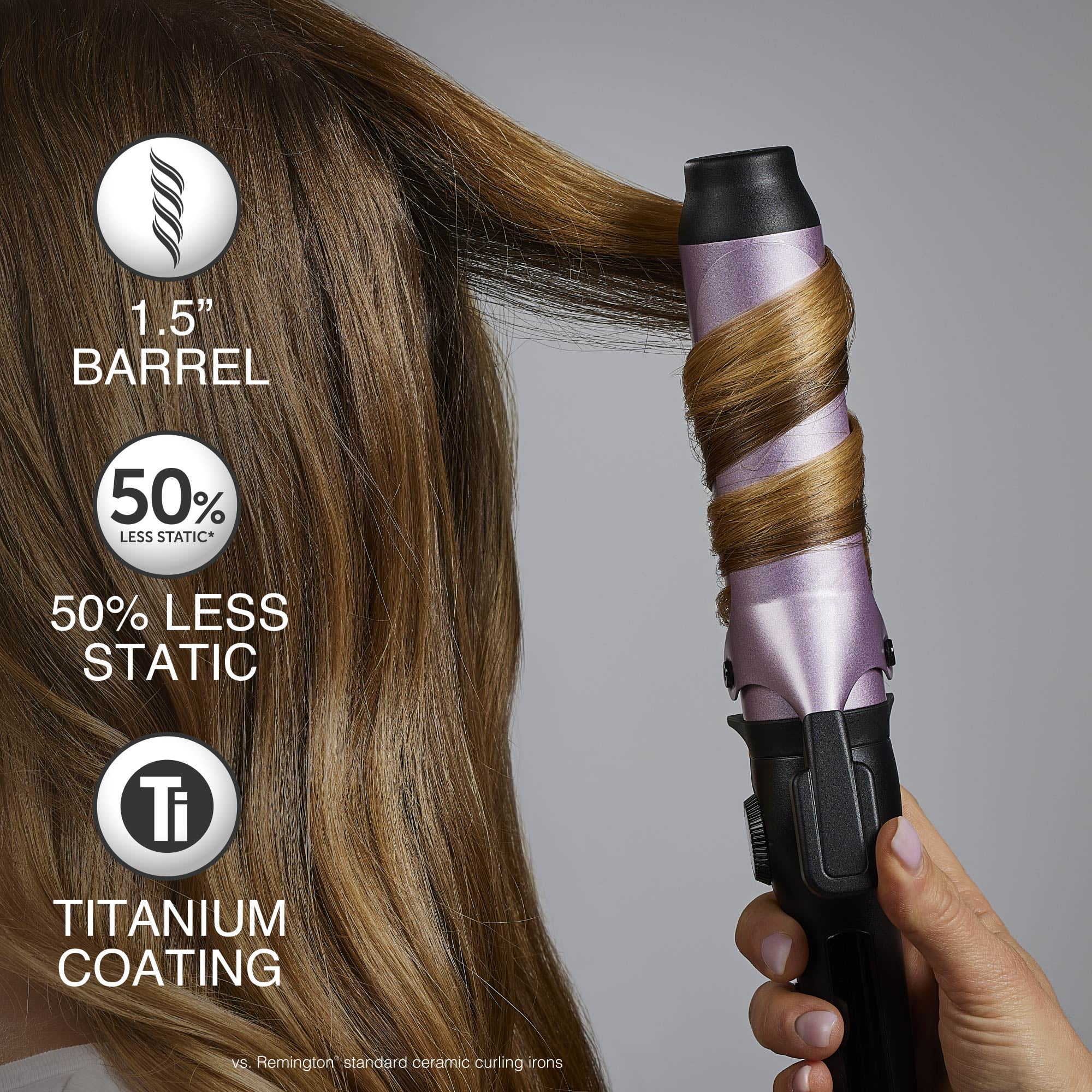 Remington Anti-Static 1.5-Inch Curling Iron with Titanium Protection, Ceramic Barrel, Auto Shut-Off, CI5438NA