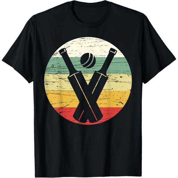 Retro Vintage Cricket Game Cricket Lovers Cricket Player T-Shirt men and women can wear, black, white, gifts