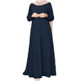 thumbnail image 2 of Blczomt Blue Holiday Dresses for Women 2025 Long Sleeve Loose Plain Muslim A Line Crewneck Basic Maxi Dresses, 2 of 6