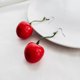 thumbnail image 5 of Pendientes de cereza roja, pendientes de corazón de niña dulce, pendientes sencillos y encantadores de otoño e invierno, orejas sin perforar, clips para las orejas, 5 of 5