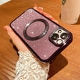 thumbnail image 5 of Compatible with iPhone 13 Magnetic Glitter Case, Luxury Plating Cute Bling Clear Phone Case, Compatible with MagSafe for Women Girls with Camera Protector Back Cover - Purple, 5 of 10