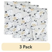 (3 pack) Parent's Choice Sheep Plush Baby Blanket, Grey, Infant Unisex, 30 in x 36 in
