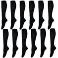 thumbnail image 1 of 3-12 Pairs Womens Girls Cotton Long Knee High Solid Black Tube Socks Size 9-11, 1 of 8