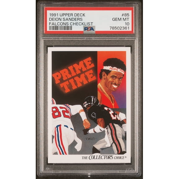 Deion Sanders 1991 Upper Deck Falcons Checklist Card #85 Graded PSA 10