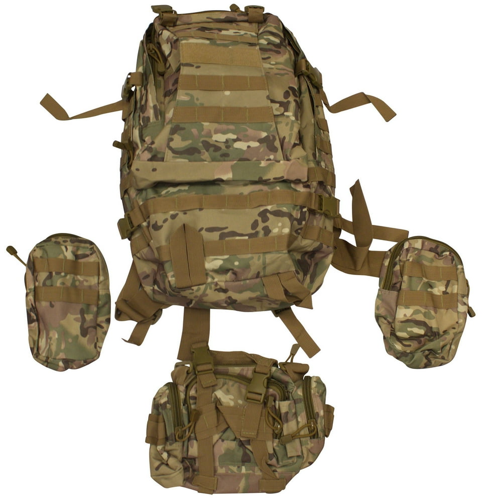 SAS Tactical Outdoor Backpack Daypack Rucksack + 3 Detachable Pouches