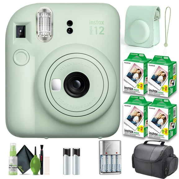 FUJIFILM INSTAX MINI 12 Instant Film Camera Mint Green with Fuji INSTAX MINI Instant Film- 80 Photo Sheets with Camera Case and Accessories Ideal Gift for kids, Teenage Girl & Adults