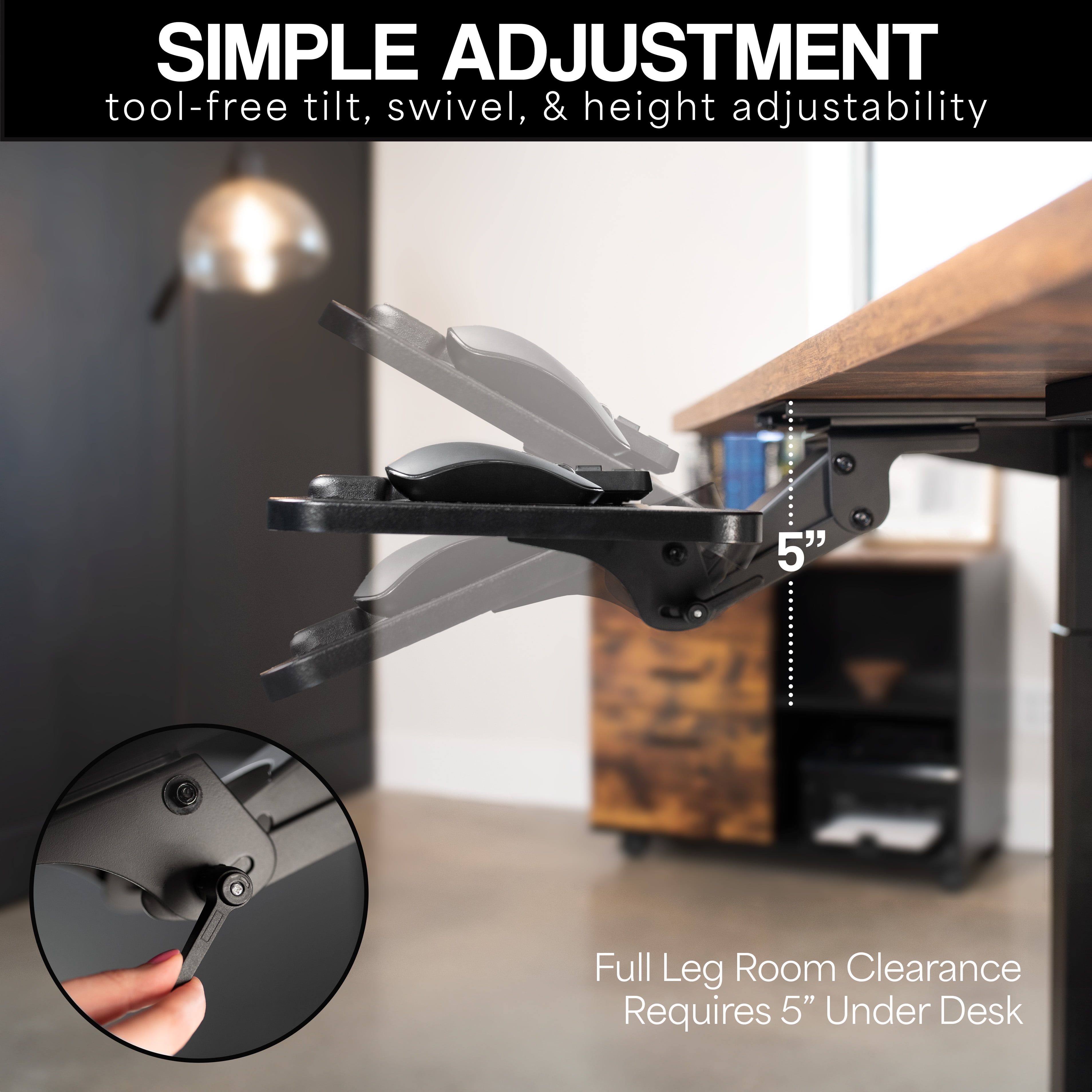 VIVO Light Wood Adjustable Computer Keyboard & Mouse Tray Under Table Desk Mount