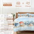 thumbnail image 6 of 3 Piece Blue Coastal Duvet Cover Set Twin Size,Microfiber Comforter/Quilt Cover with Corner Ties and 2 Pillowcases,Summer Nautical Beach Conch Starfish Coral All Season Bedding with Zipper Closure, 6 of 8