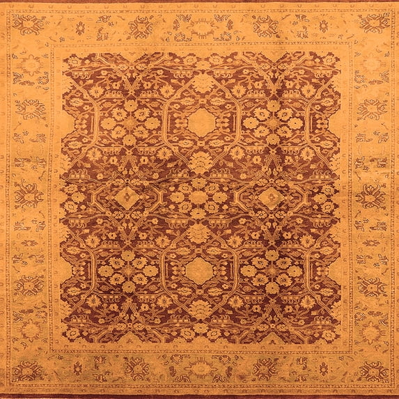 Ahgly Company Indoor Square Oriental Orange Traditional Area Rugs, 5' Square