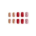 thumbnail image 4 of 24 Pcs Red Press on Nails Extra Short Square Flower Fake Nails with Colorful Lines Design Floral Full Cover False Nails Summer Stick on Nails for Women Girls Artificial Nails Style 26 0.04 Fl Oz, 4 of 4