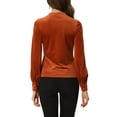 thumbnail image 3 of INSPIRE CHIC Women's Elegant Velvet Top Crew Neck Puff Long Sleeve Velour Blouse XS Caramel, 3 of 6