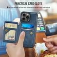 thumbnail image 6 of Allytechgroup 2-in-1 Wallet Case for Apple iPhone 14 Pro Max, Detachable Cards Holder Magnetic Back Cover Premium PU Leather Shockproof Phone Case for Women Men, Blue, 6 of 9