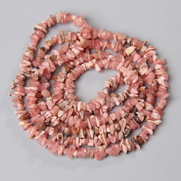 Nvzi 2 piezas de 5-8 mm de cuentas dispersas de color rosa hechas a mano, accesorios de cuentas para collar, textura irregular natural, accesorios de piedra triturada