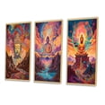 thumbnail image 3 of Designart "Buddha in the Mountains Psychedelic Vision II" Buddhism Framed Wall Art Set Of 3 - Pink Traditional Frame Gallery Set For Office Decor, 3 of 6