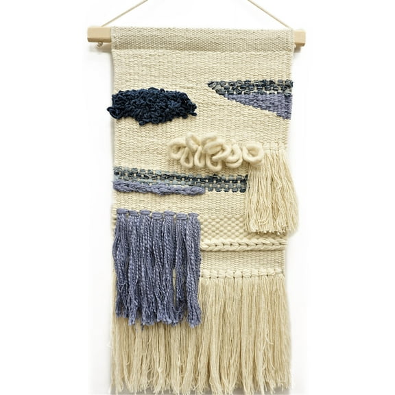 Home&Manor Wool and Cotton Macrame Wall Hanging with Rod Included