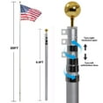thumbnail image 3 of 20FT Flag Pole Stand for Garden,Adjustable Outdoor Flagpole,Garden Flag Poles 360-degree Rotation Aluminum Alloy Outdoor Telescopic Flagpole For Commercial Residential American Flag, 3 of 8