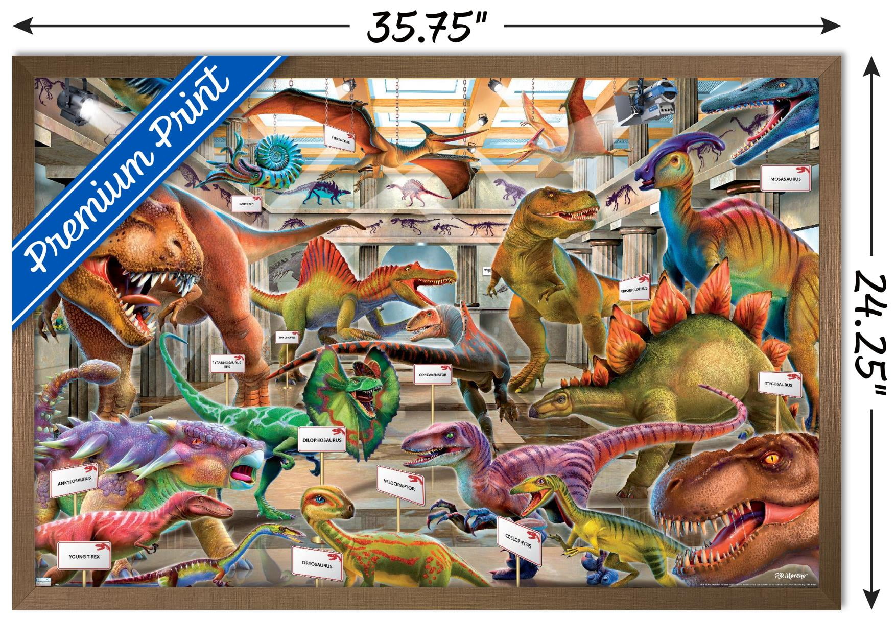 PD Moreno - Dinosaur Museum Wall Poster, 22.375" x 34" Framed